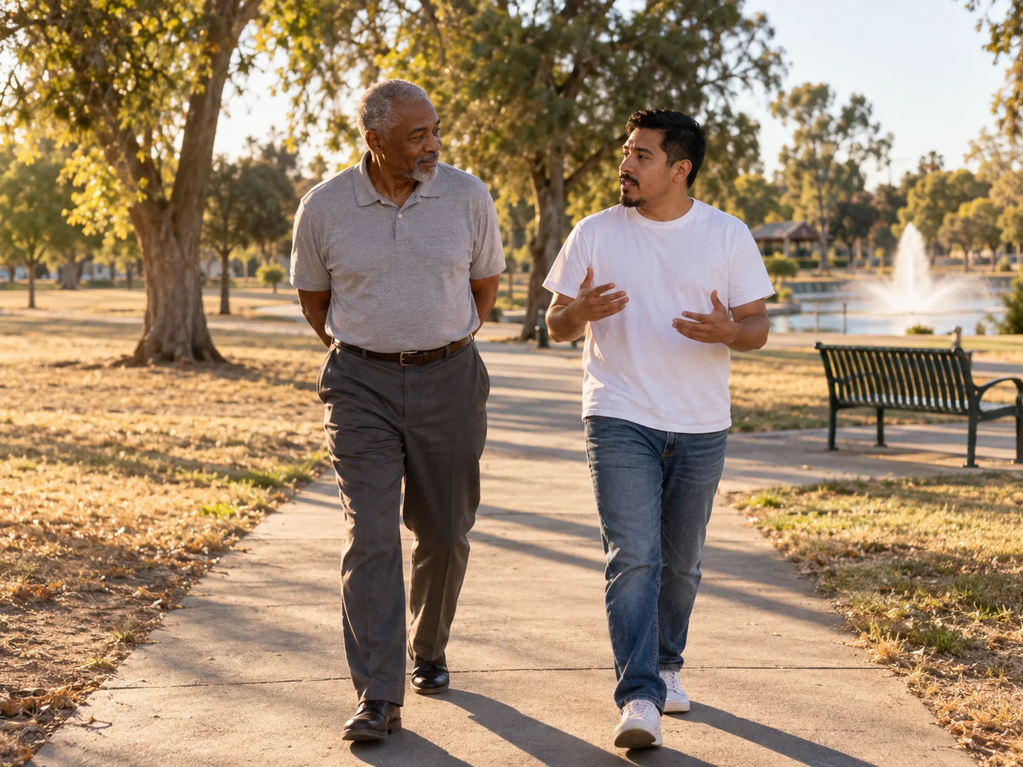 Mentor and resident on a walk
